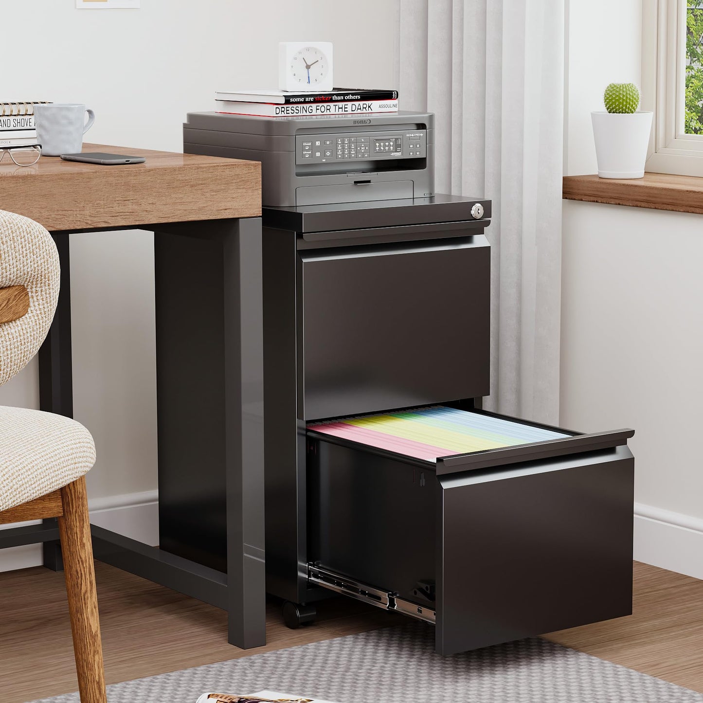 2-Drawer Vertical Locking File Cabinet, Steel, Letter Size