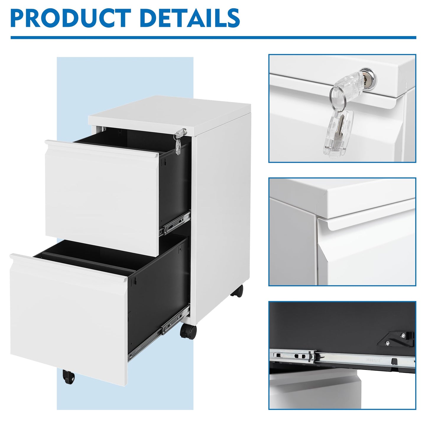 2-Drawer Vertical Locking File Cabinet, Steel, Letter Size