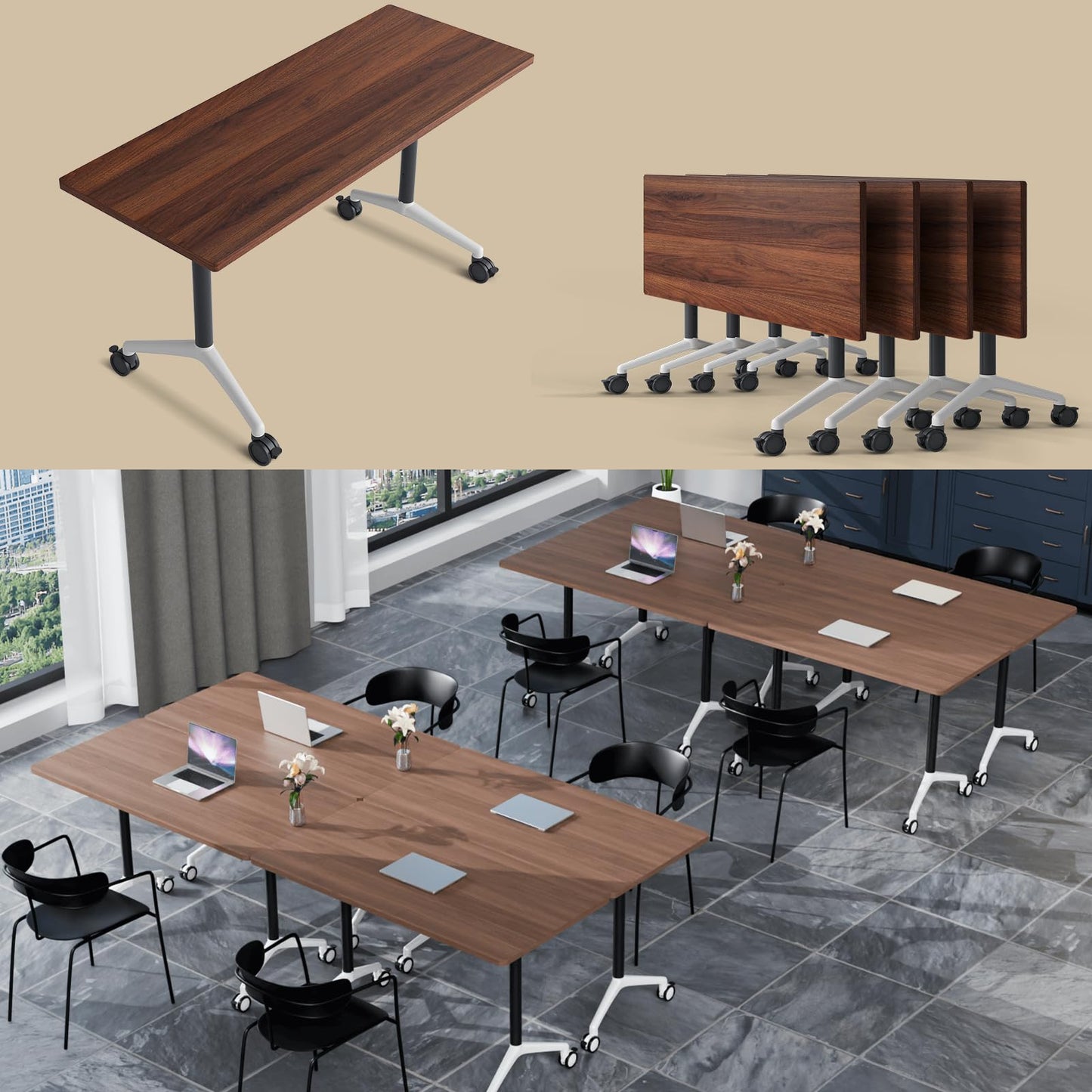 Folding Walnut Conference Table
