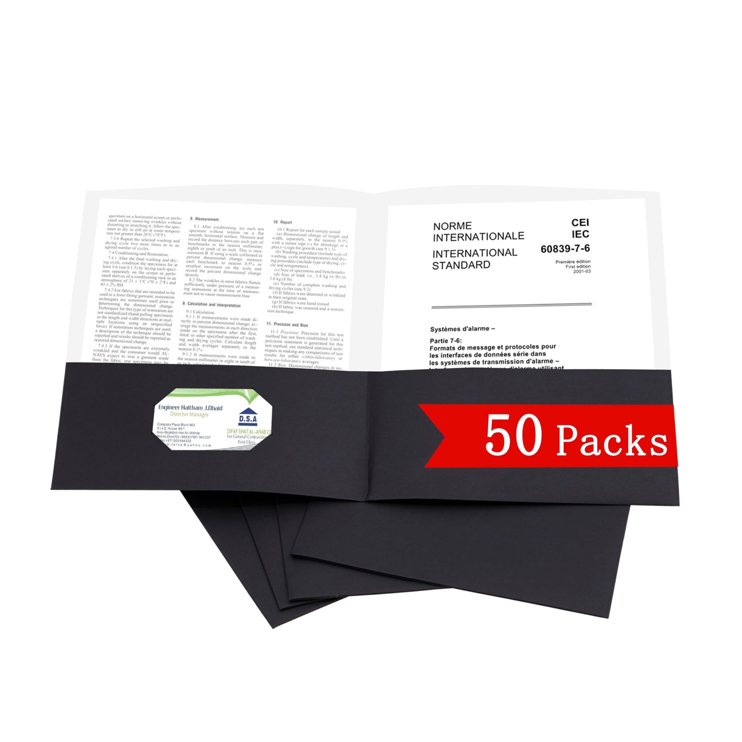 Zzrywuty 50 Packs Two Pocket File Folders with Business Card Slot