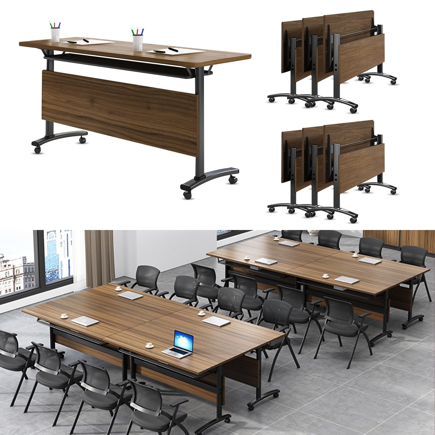 Folding Walnut Conference Table