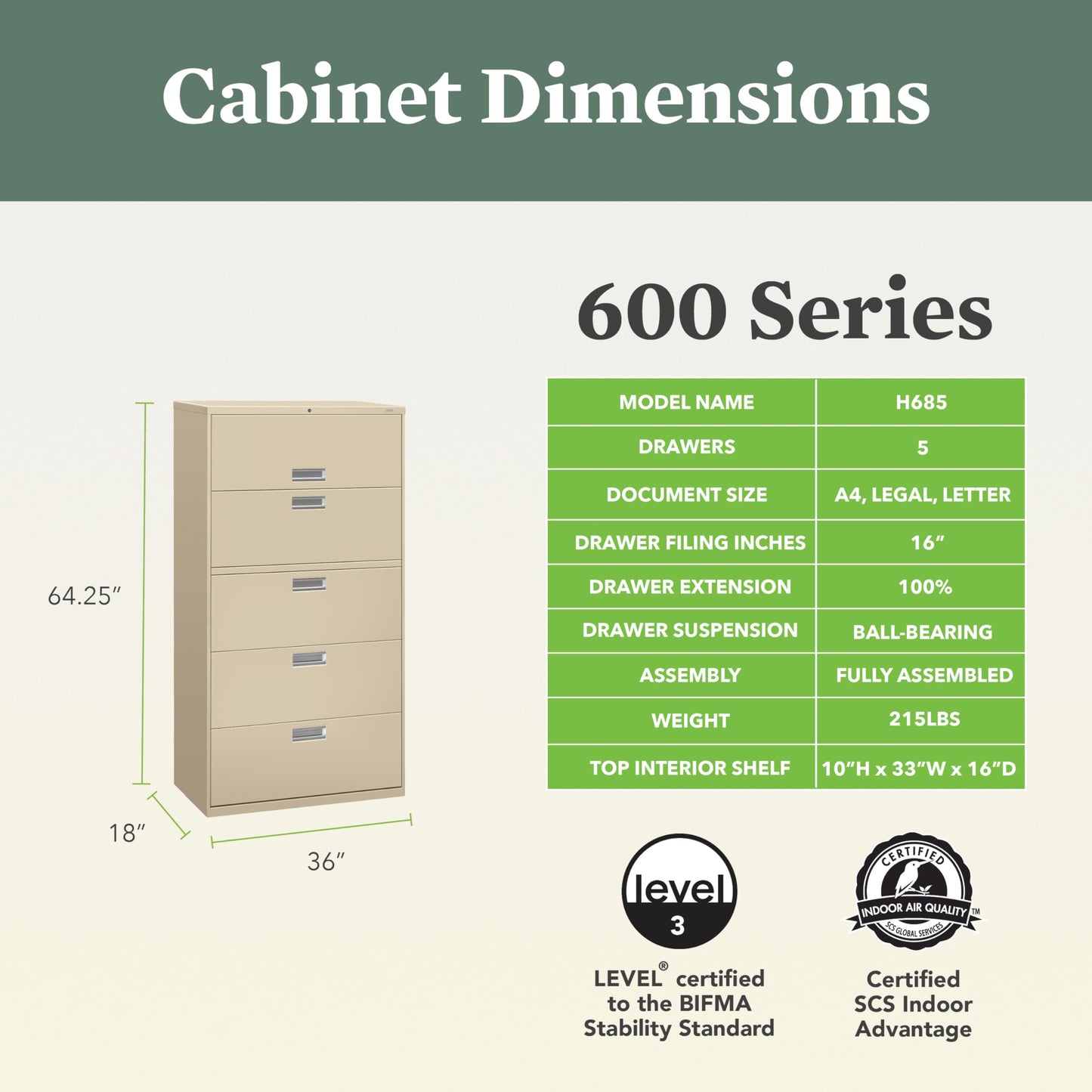 HON 2 Drawer Lateral File Cabinet with Lock, Metal Filing Cabinets