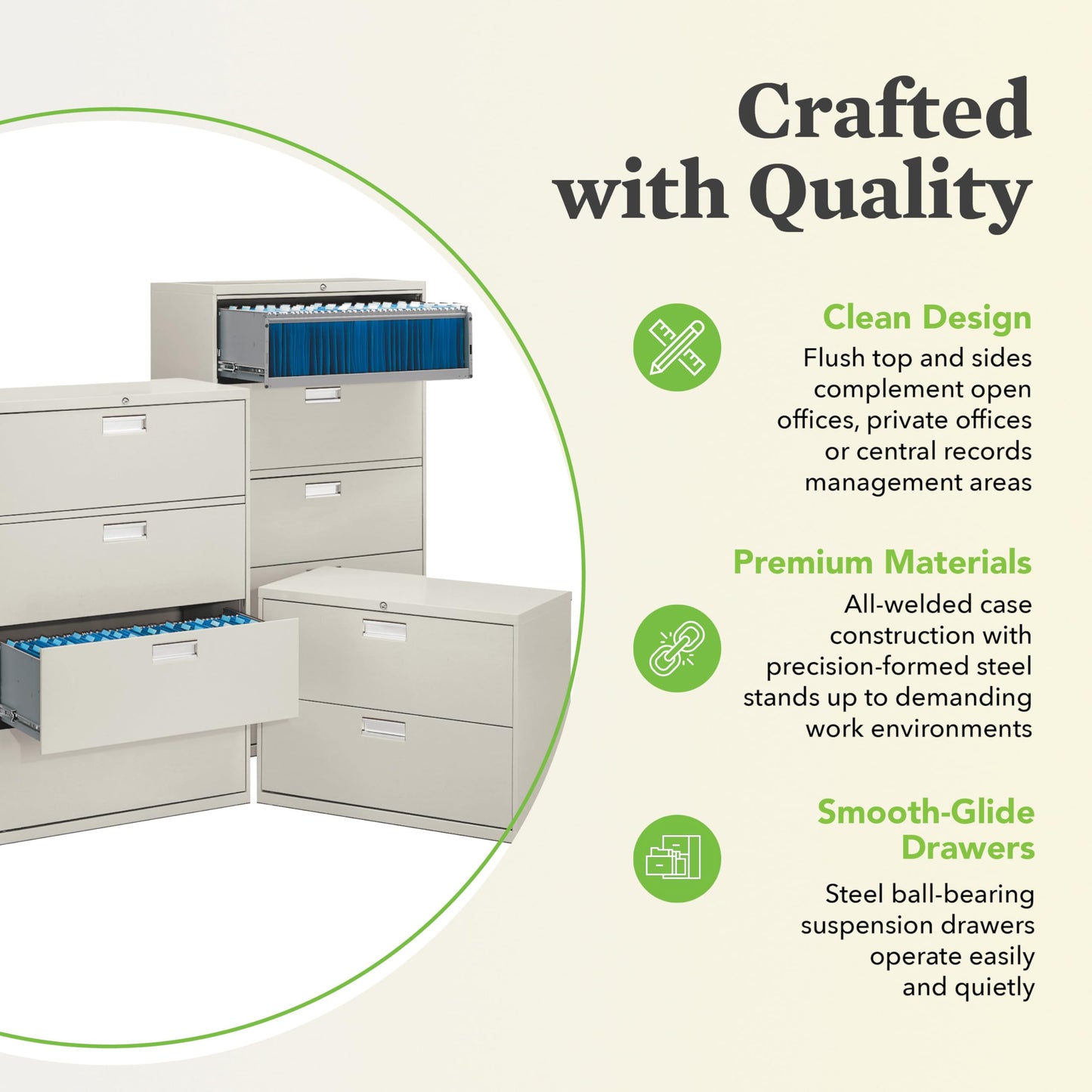 HON 2 Drawer Lateral File Cabinet with Lock, Metal Filing Cabinets