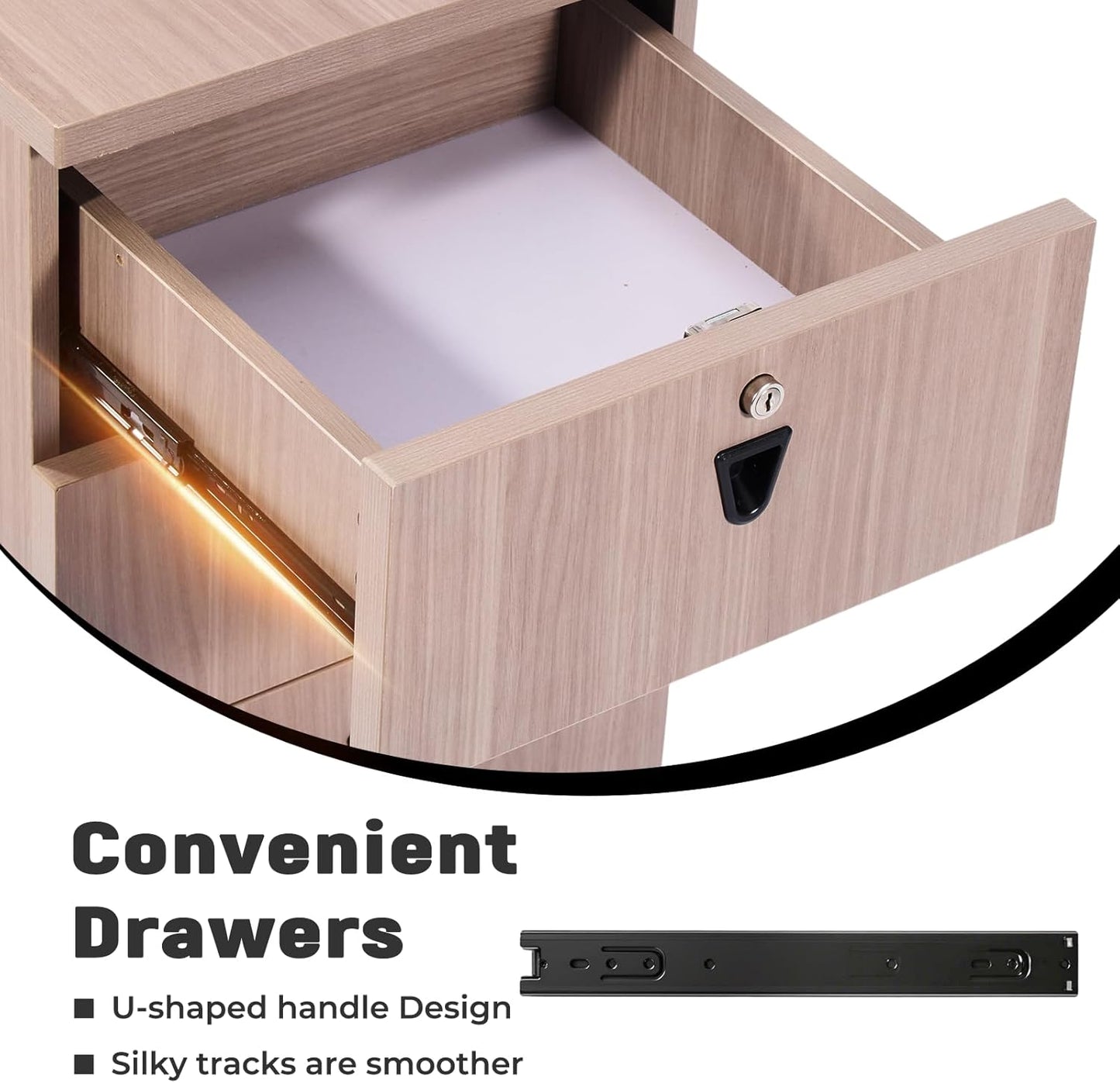 3 Drawer File Cabinet Wooden Rolling Printer Stand Storage Cabinet