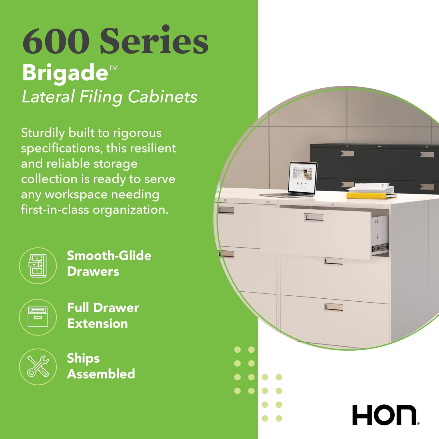 HON 2 Drawer Lateral File Cabinet with Lock, Metal Filing Cabinets