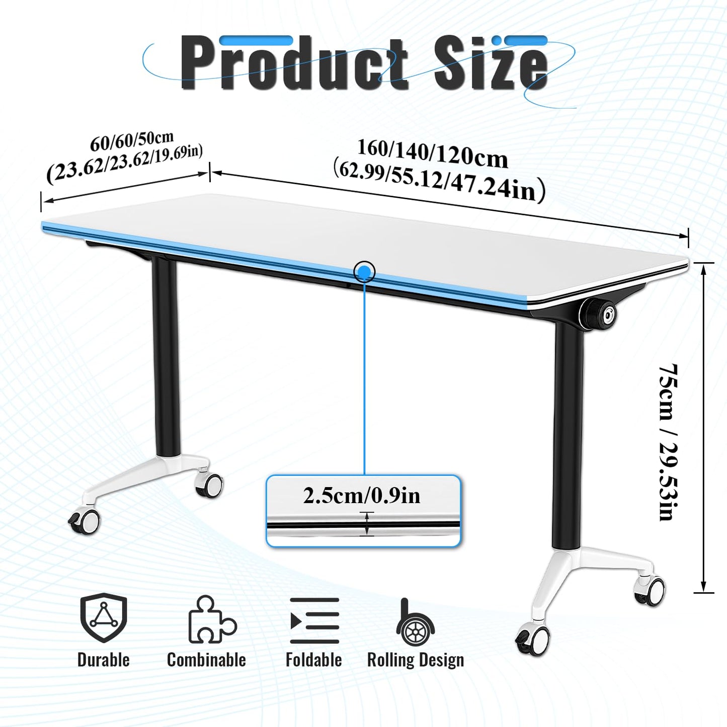 63" Folding Conference Table