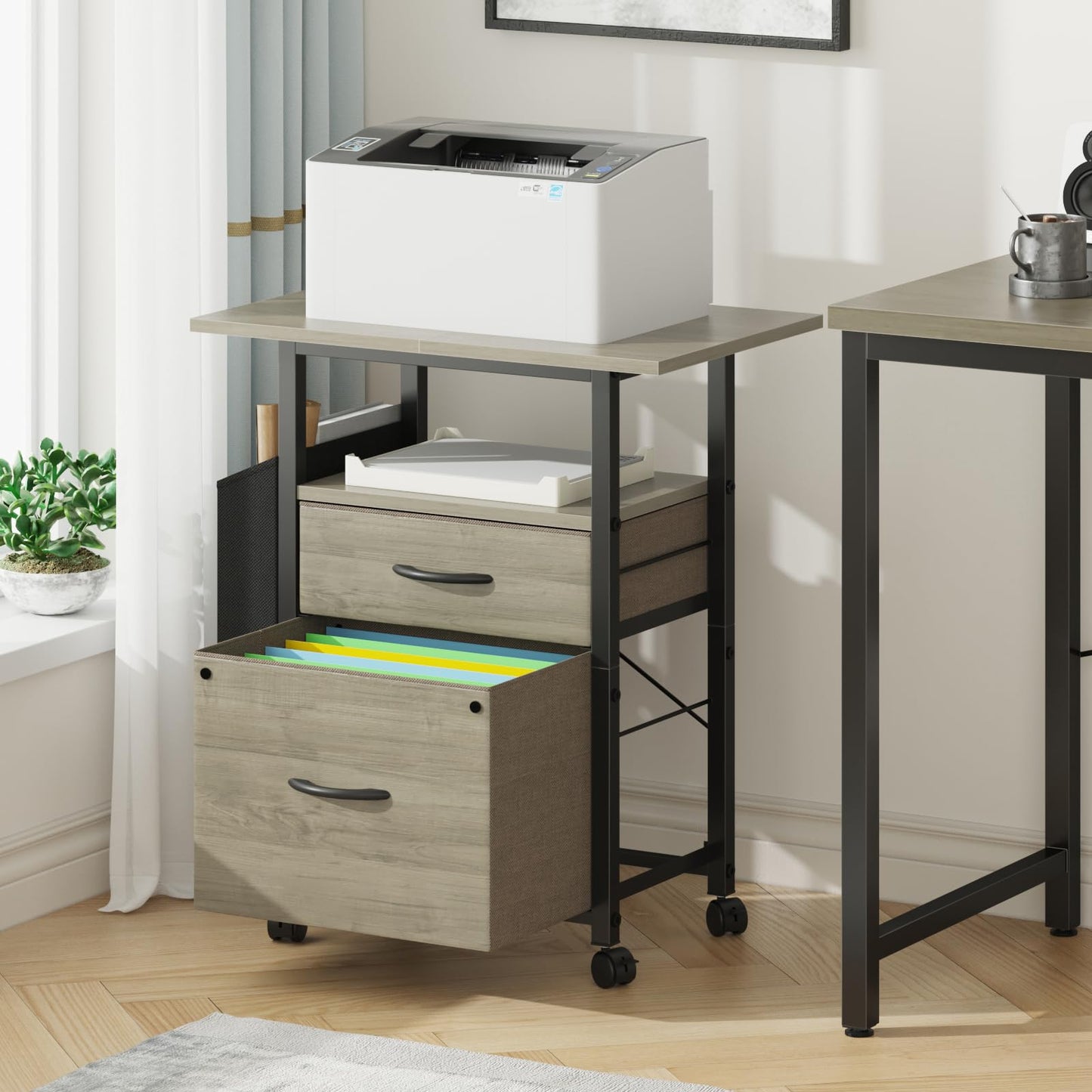 2 Drawer File Cabinet with 24'' Extended Desktop