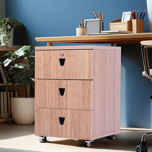 3 Drawer File Cabinet Wooden Rolling Printer Stand Storage Cabinet