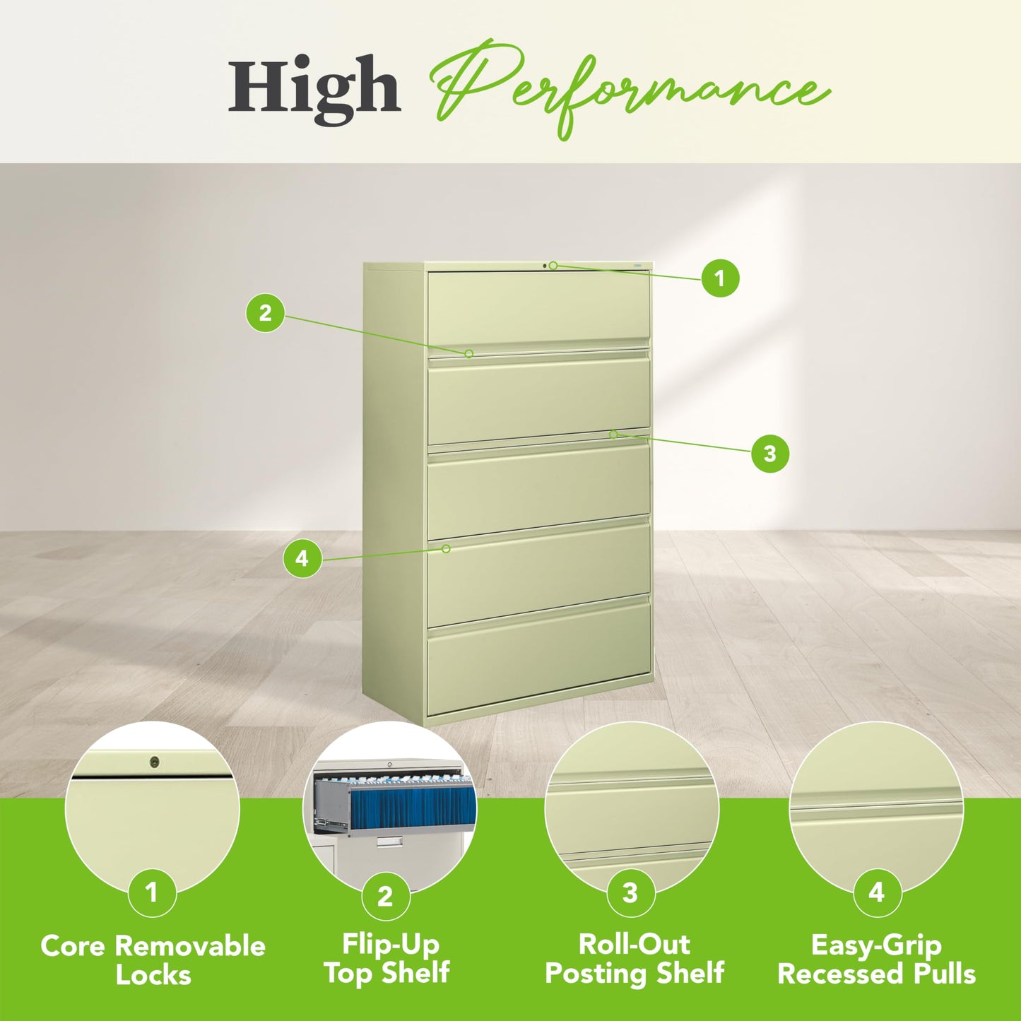 HON 2 Drawer Lateral File Cabinet with Lock, Metal Filing Cabinets