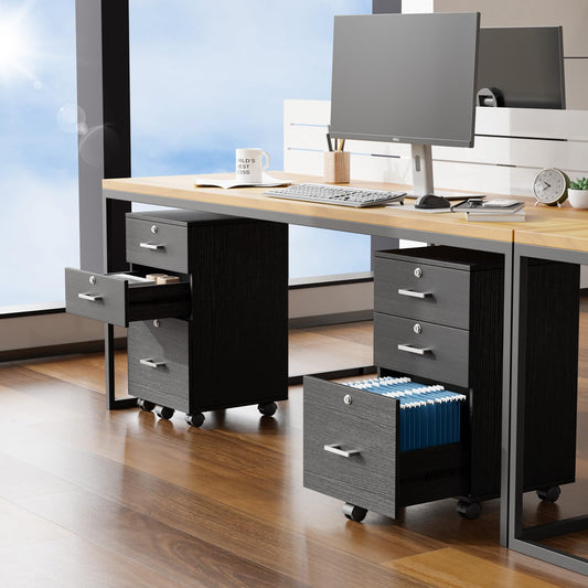 VINGLI 2 Drawer File Cabinet with Lock, Wood Rustic Gray Filing Cabinet