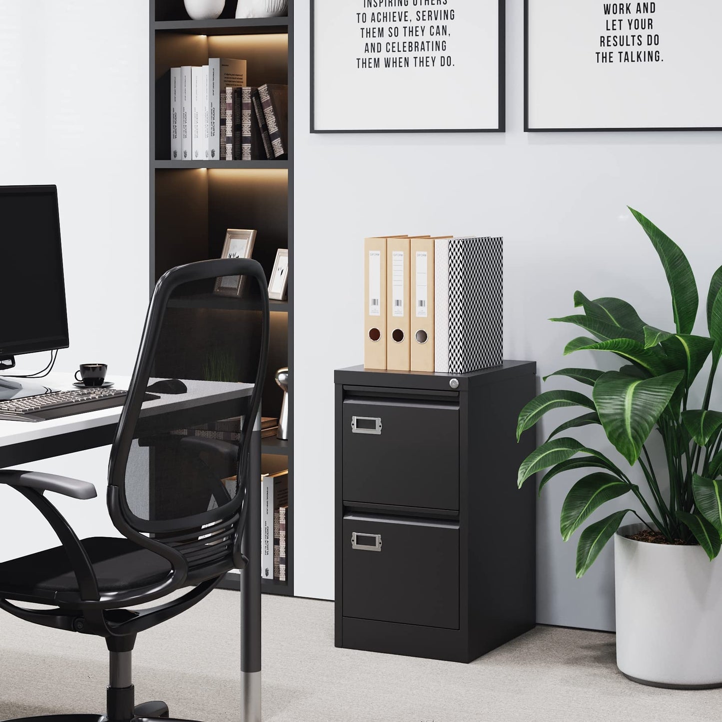 2-Drawer Vertical Locking File Cabinet, Steel, Letter Size