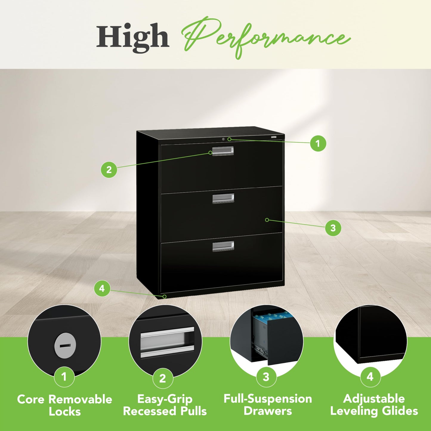 HON 2 Drawer Lateral File Cabinet with Lock, Metal Filing Cabinets