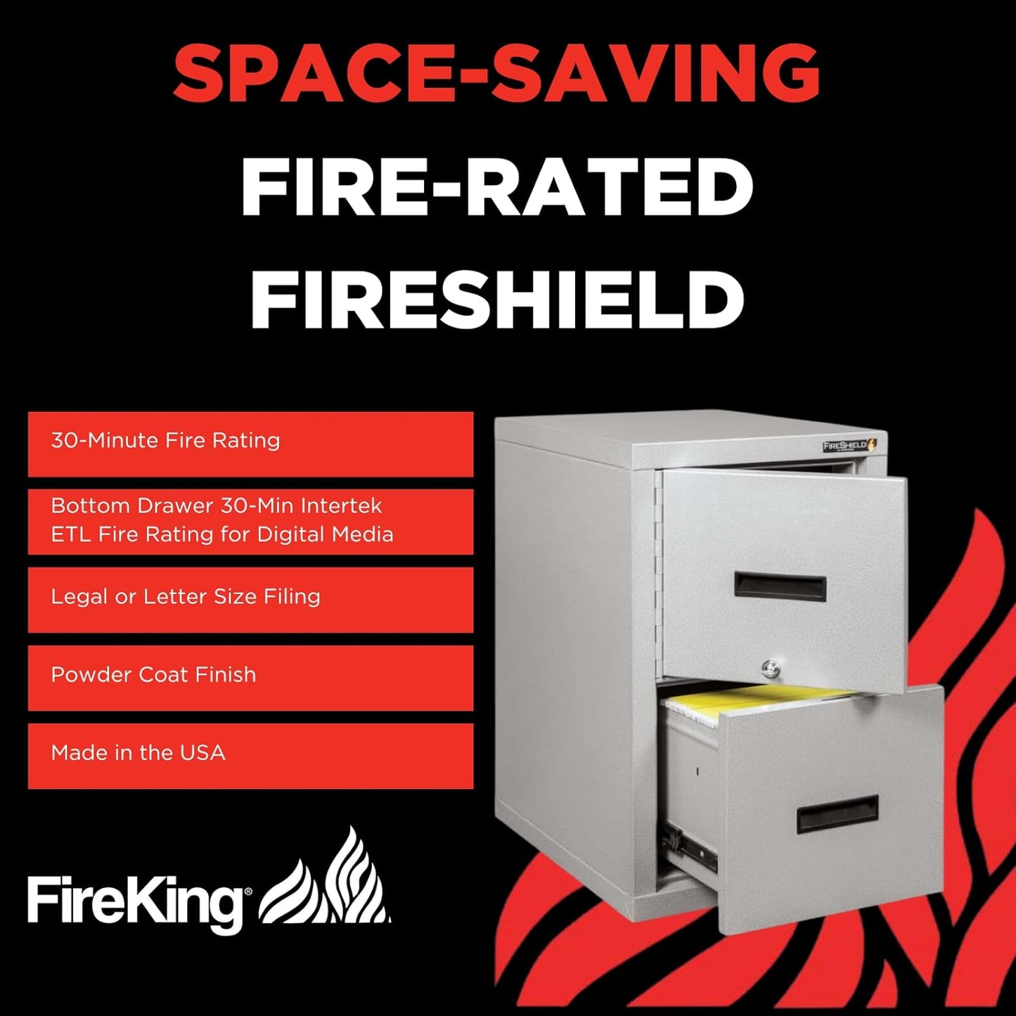 FireKing® FireShield 22"D Vertical 1-Drawer File Cabinet And Safe