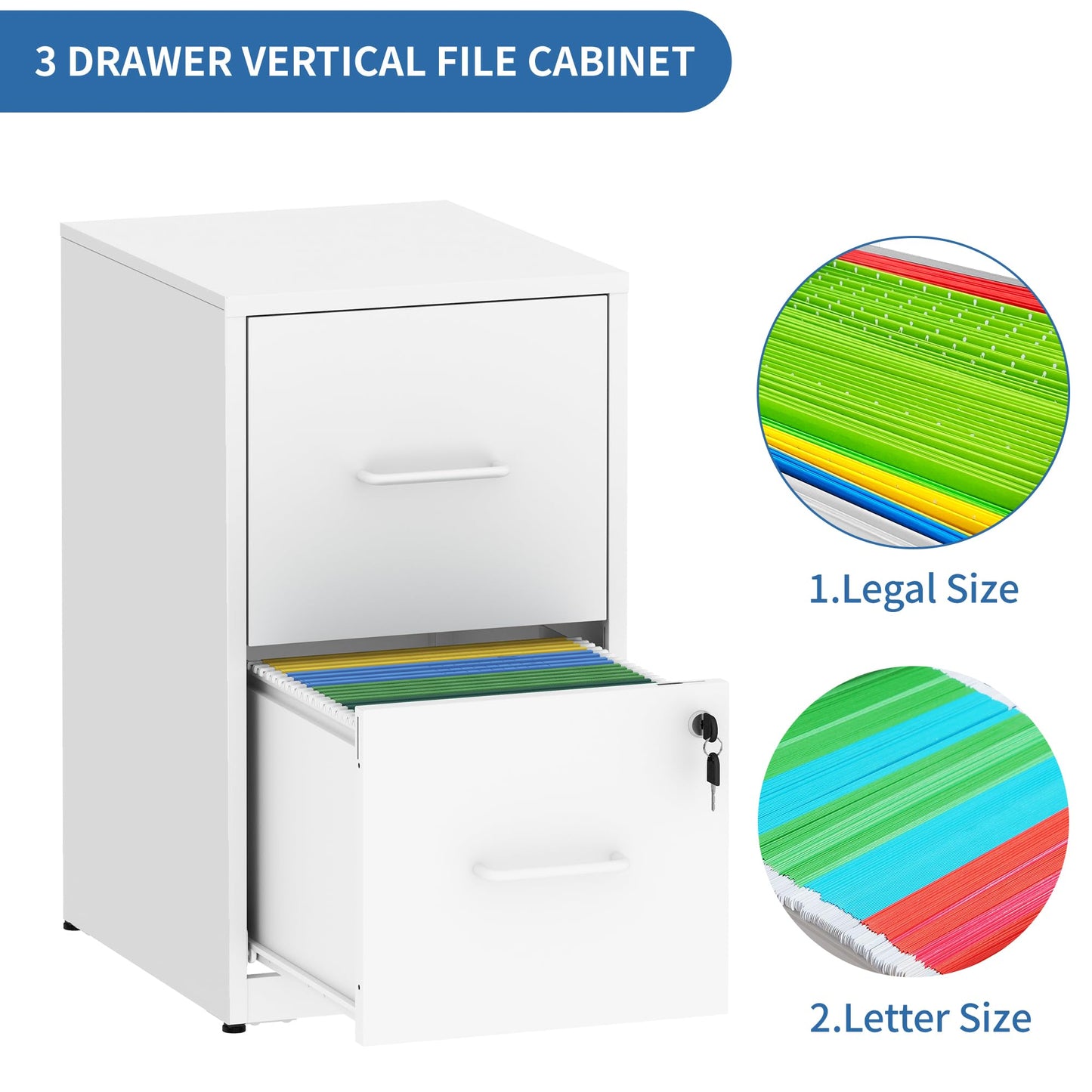 4-Drawer Metal Locking File Cabinet, Black, Vertical