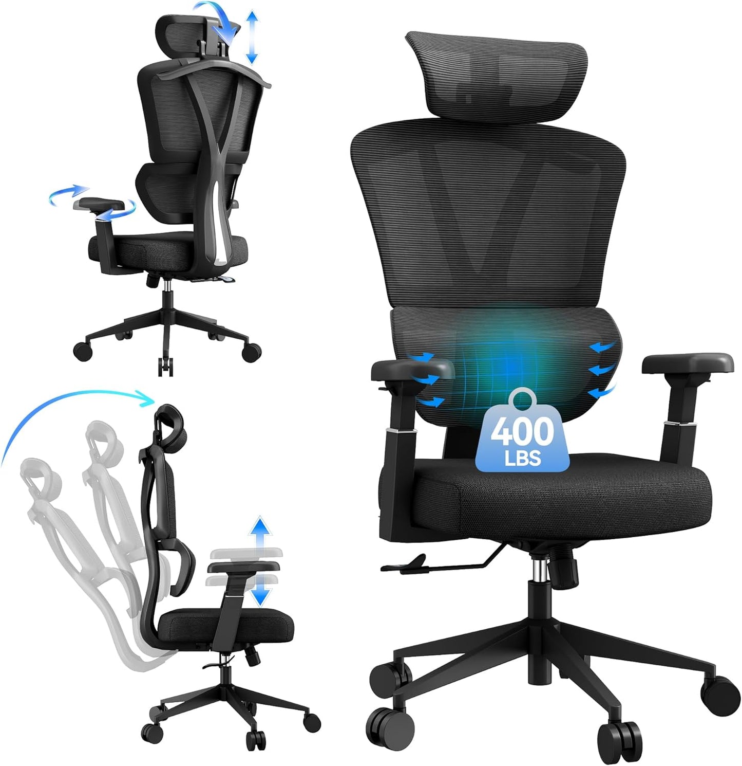 Mesh Office Chair - 400lbs Black