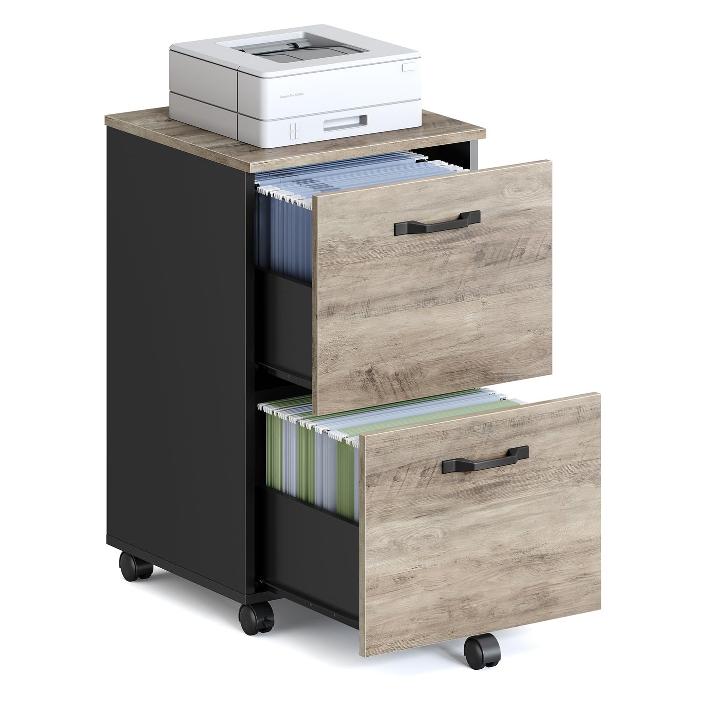 VASAGLE 2-Drawer Rolling File Cabinet, Snow White