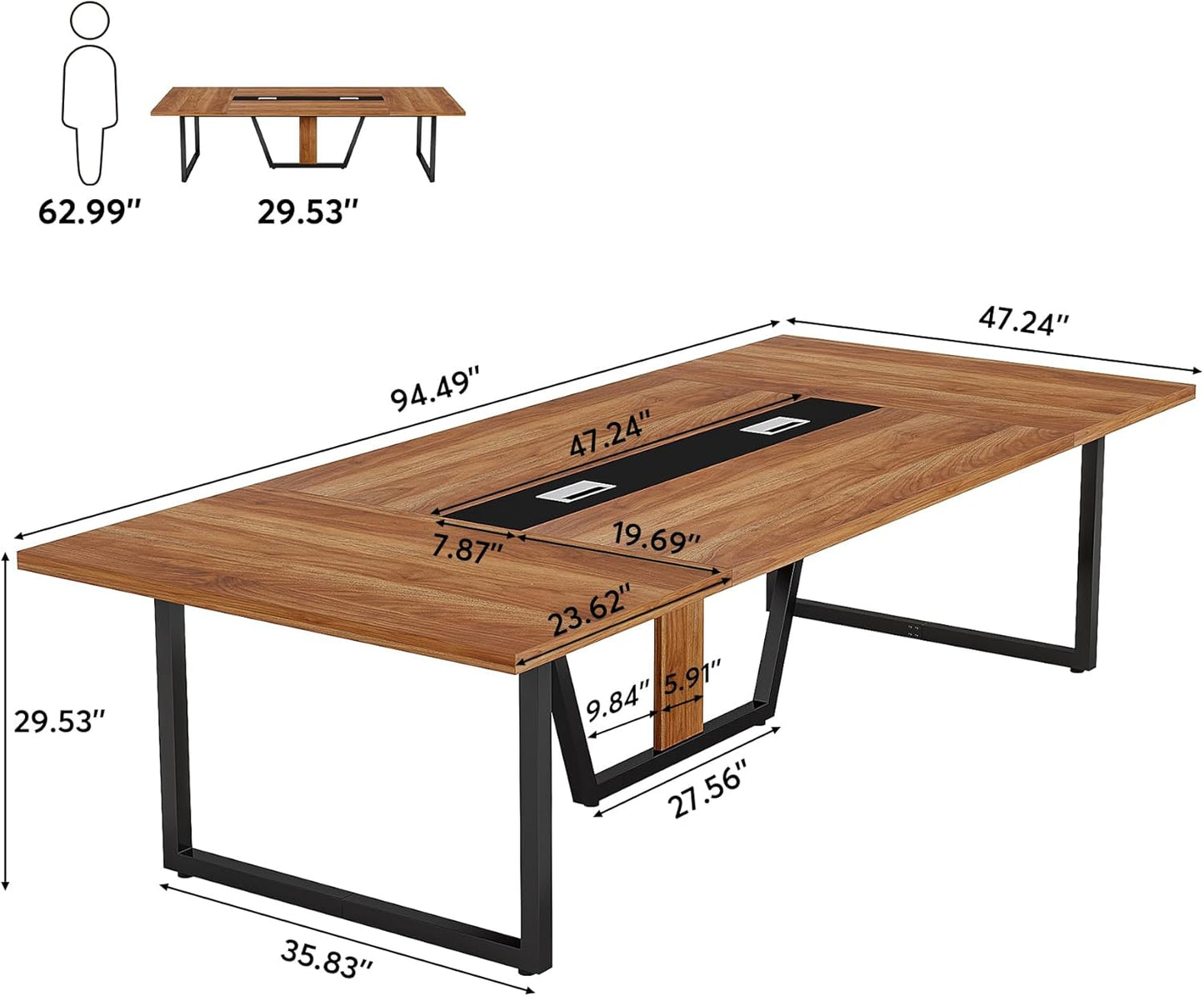 LITTLE TREE 8FT Conference Table for 10 People, Large Meeting Table