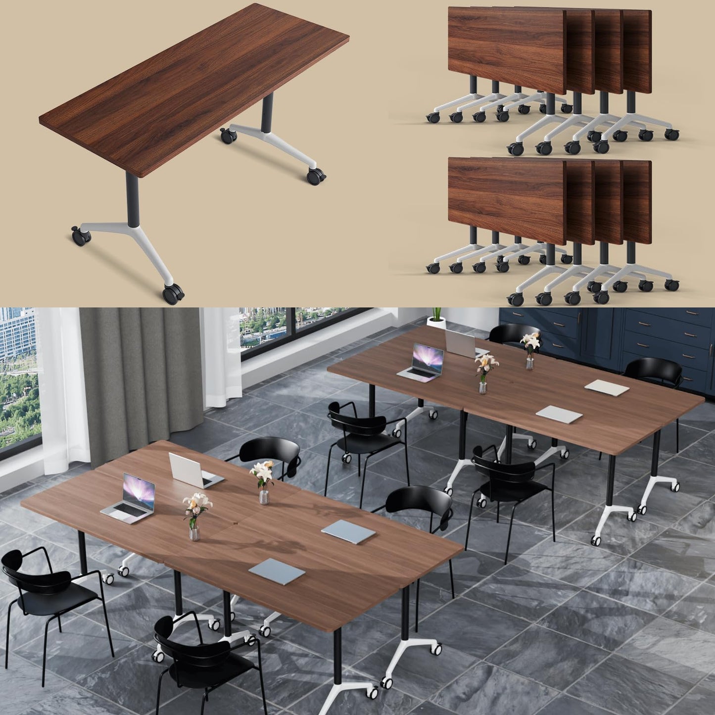 Folding Walnut Conference Table