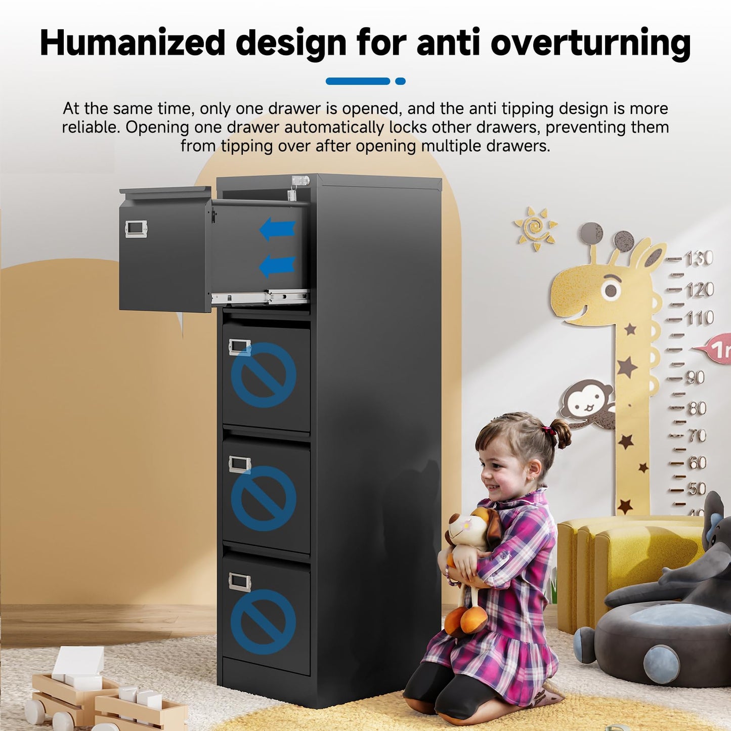 2-Drawer Vertical Locking File Cabinet, Steel, Letter Size