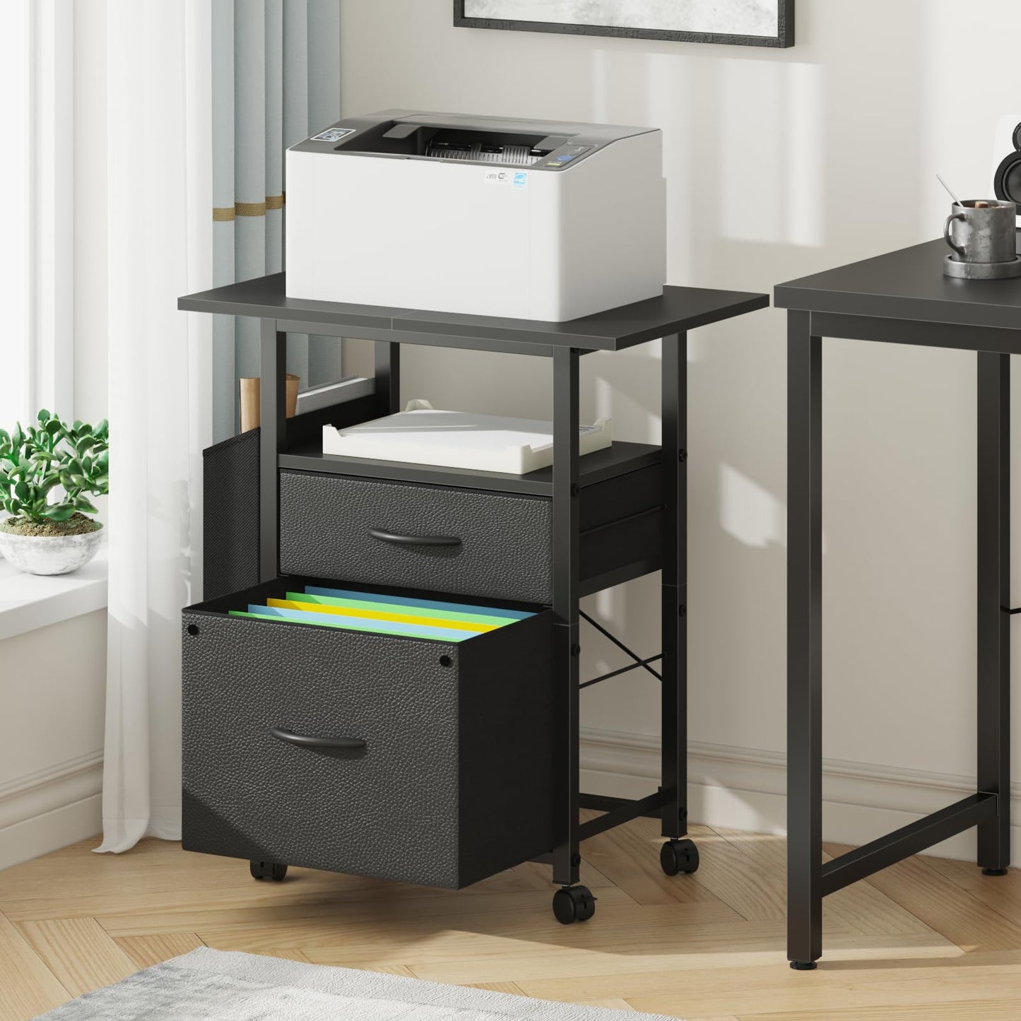 2 Drawer File Cabinet with 24'' Extended Desktop