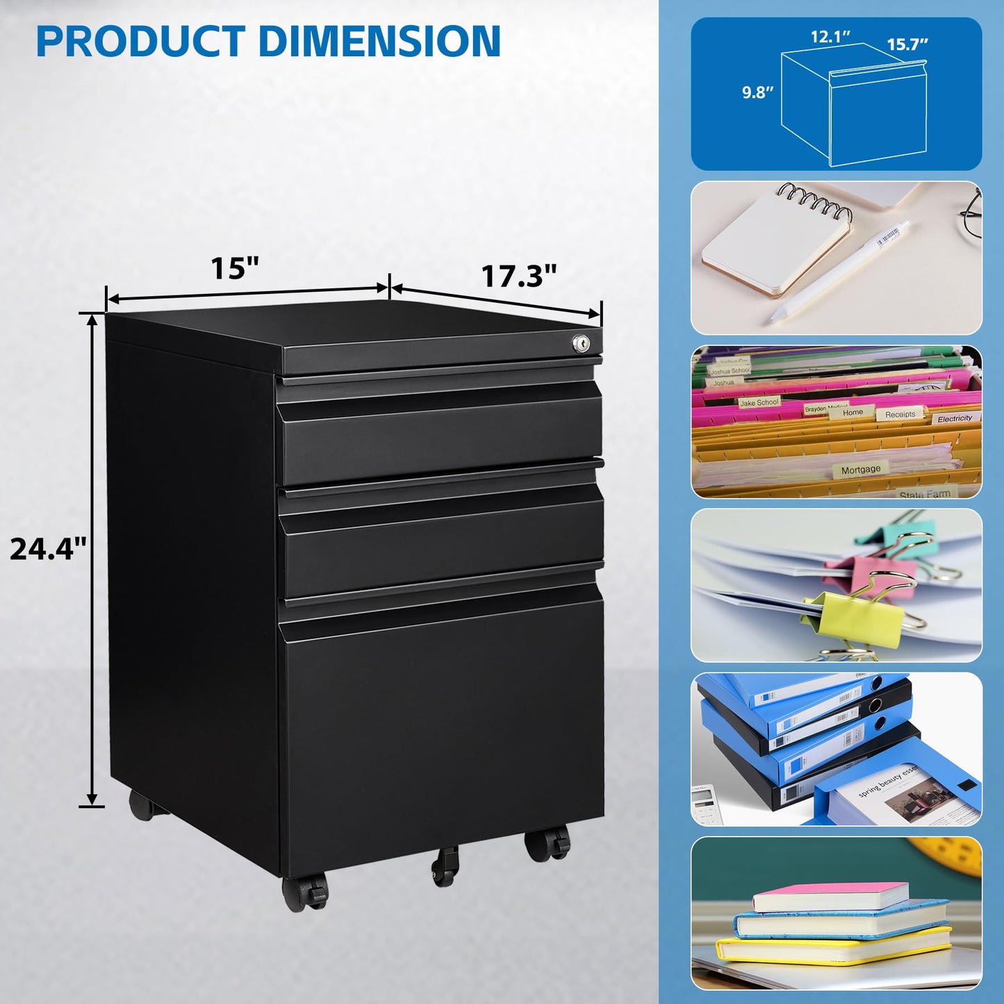 2-Drawer Vertical Locking File Cabinet, Steel, Letter Size