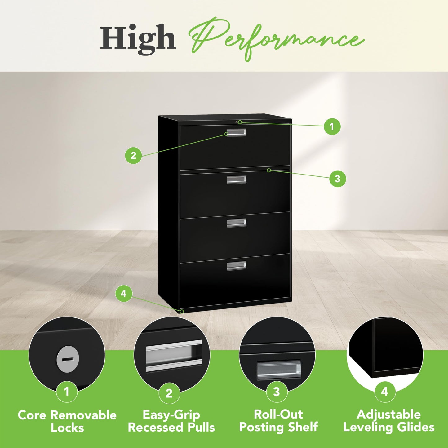 HON 2 Drawer Lateral File Cabinet with Lock, Metal Filing Cabinets