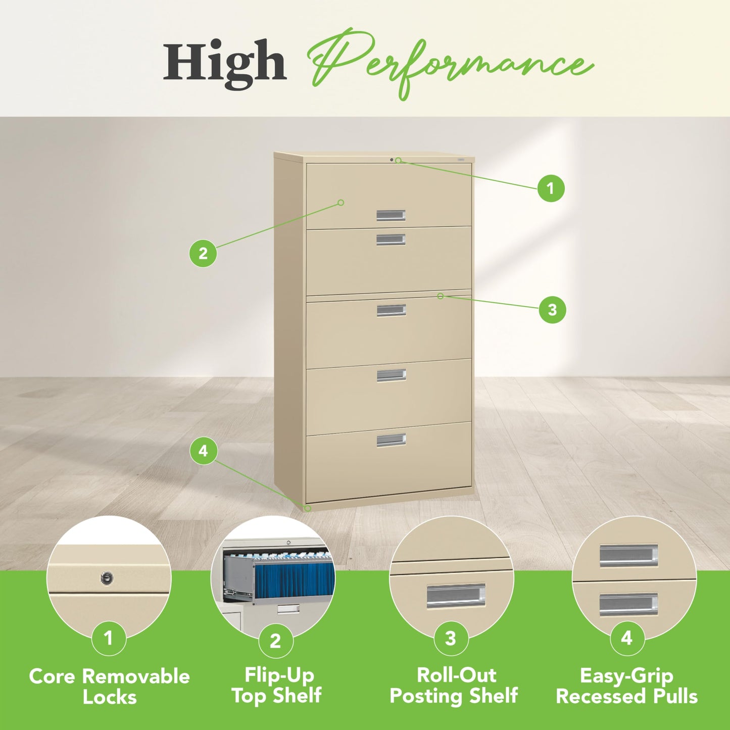 HON 2 Drawer Lateral File Cabinet with Lock, Metal Filing Cabinets
