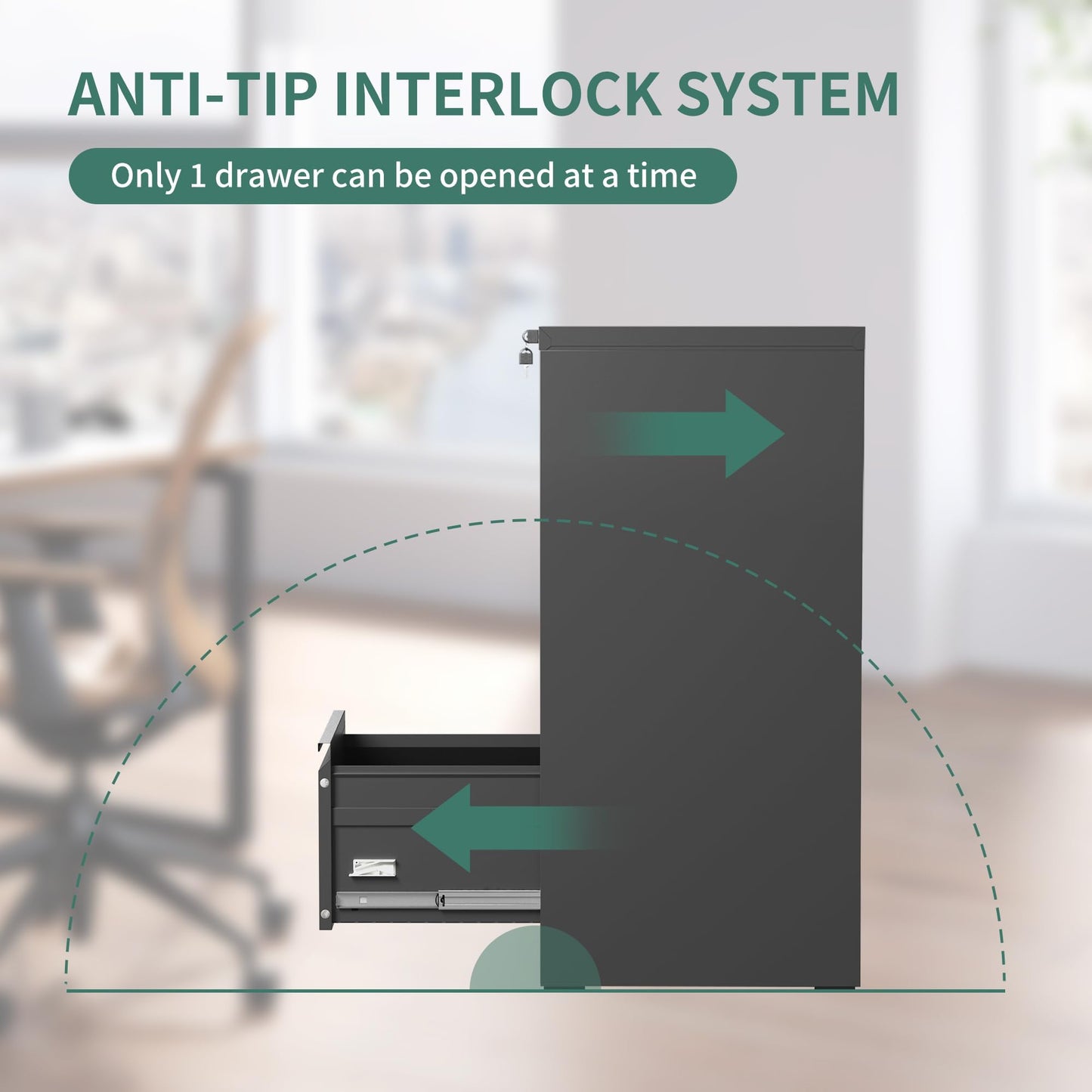 4-Drawer Metal Locking File Cabinet, Black, Vertical