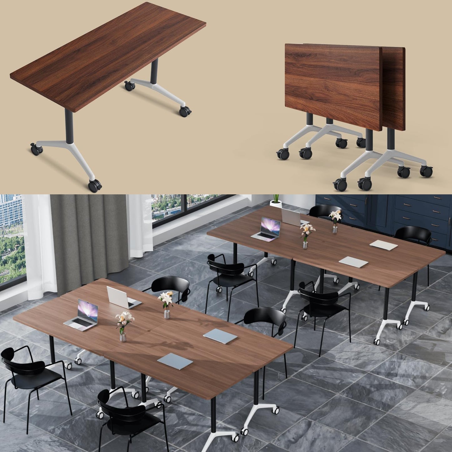Folding Walnut Conference Table