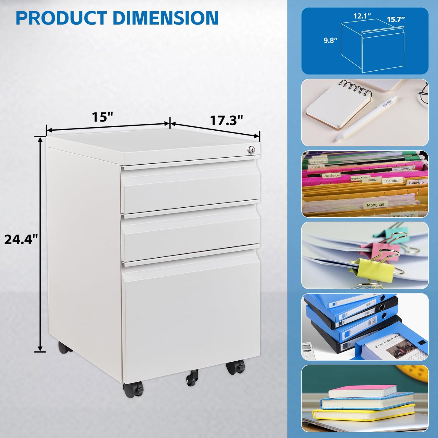 2-Drawer Vertical Locking File Cabinet, Steel, Letter Size
