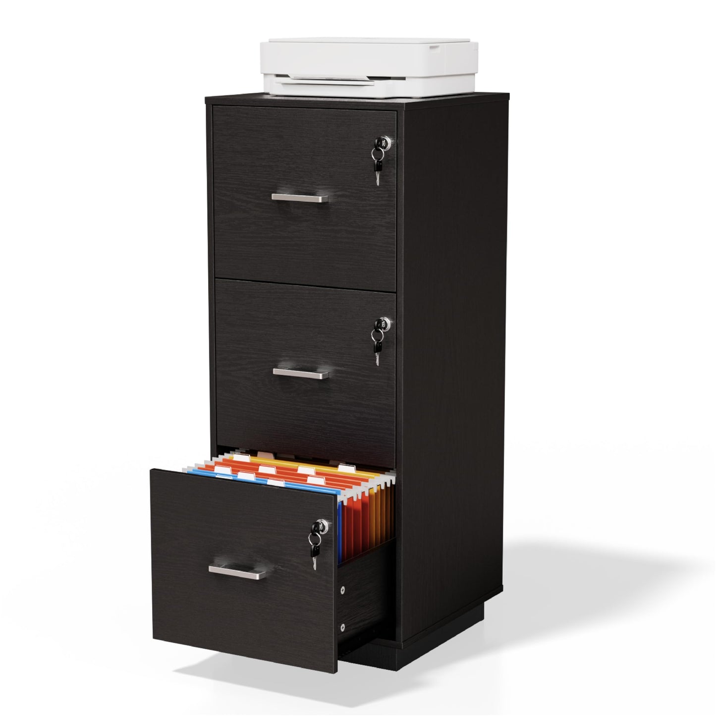 VINGLI 2 Drawer File Cabinet with Lock, Wood Rustic Gray Filing Cabinet