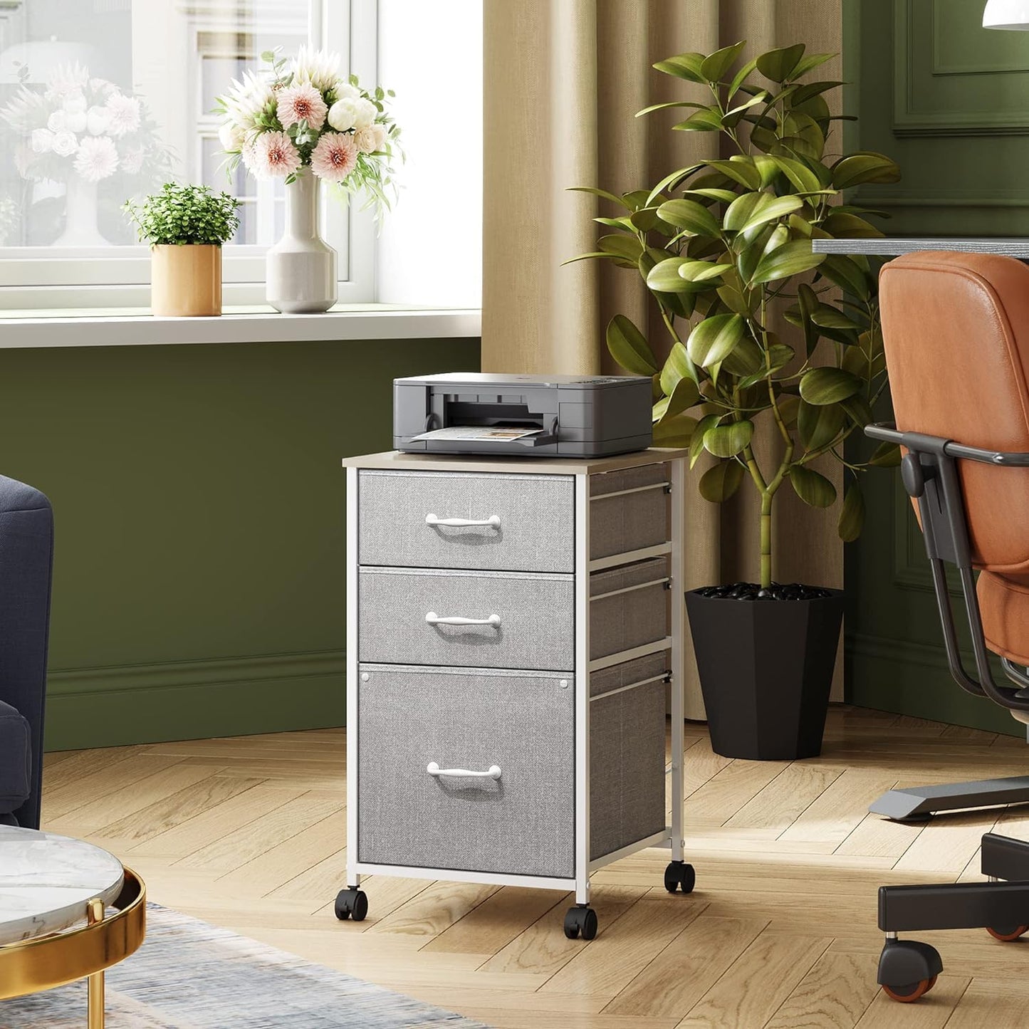 DEVAISE Mobile File Cabinet, Rolling Printer Stand with 3 Drawers