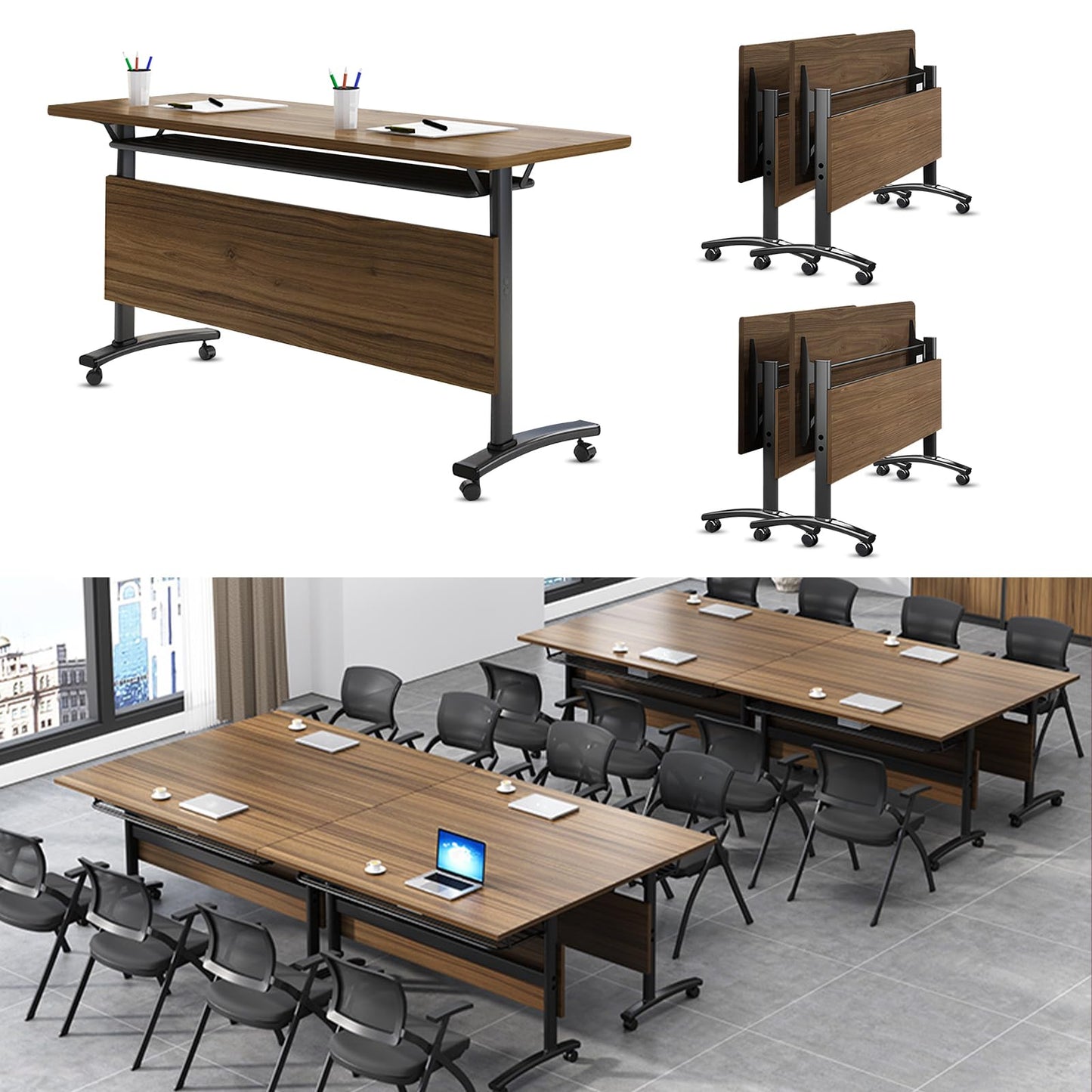 Folding Walnut Conference Table