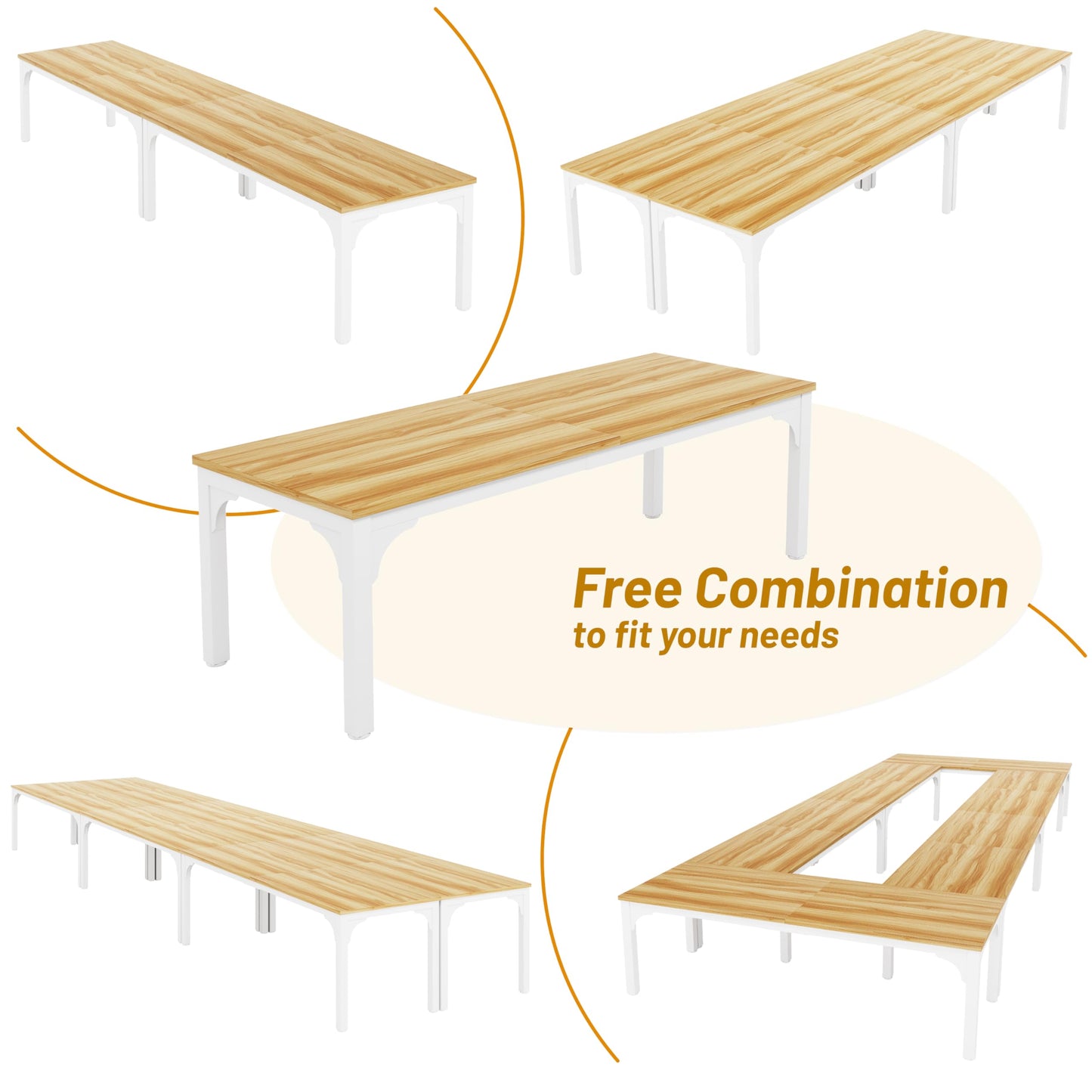 13FT Conference Table, Super Sturdy Large Rectangle Meeting Seminar Table