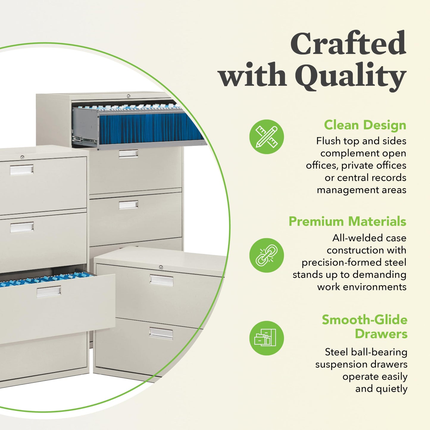 HON 2 Drawer Lateral File Cabinet with Lock, Metal Filing Cabinets