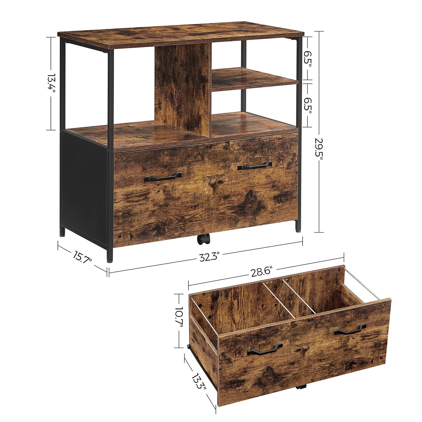 VASAGLE 2-Drawer Rolling File Cabinet, Snow White