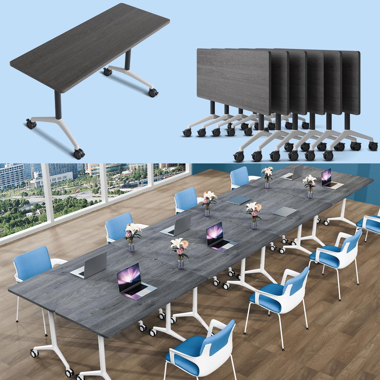 Folding Walnut Conference Table