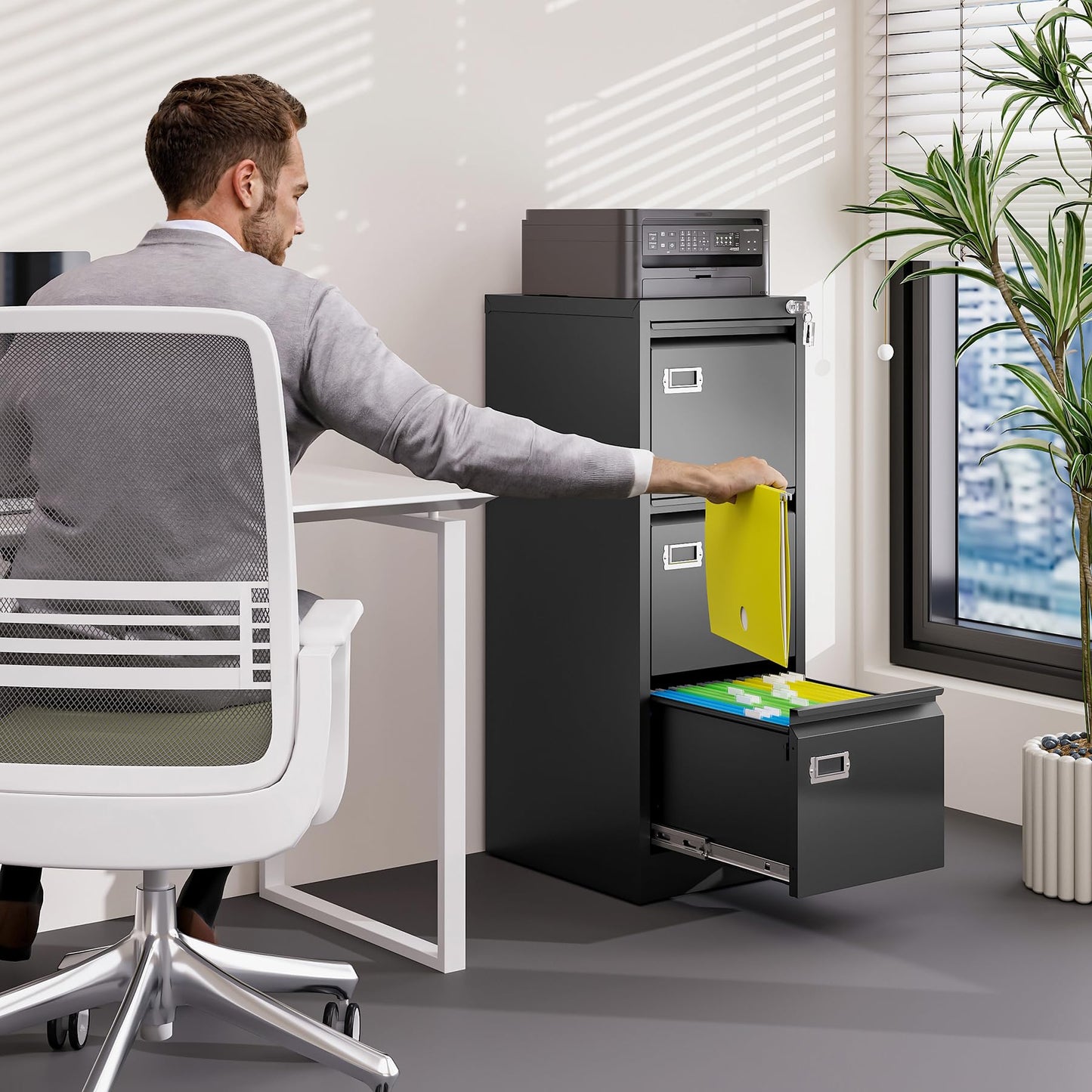 2-Drawer Vertical Locking File Cabinet, Steel, Letter Size