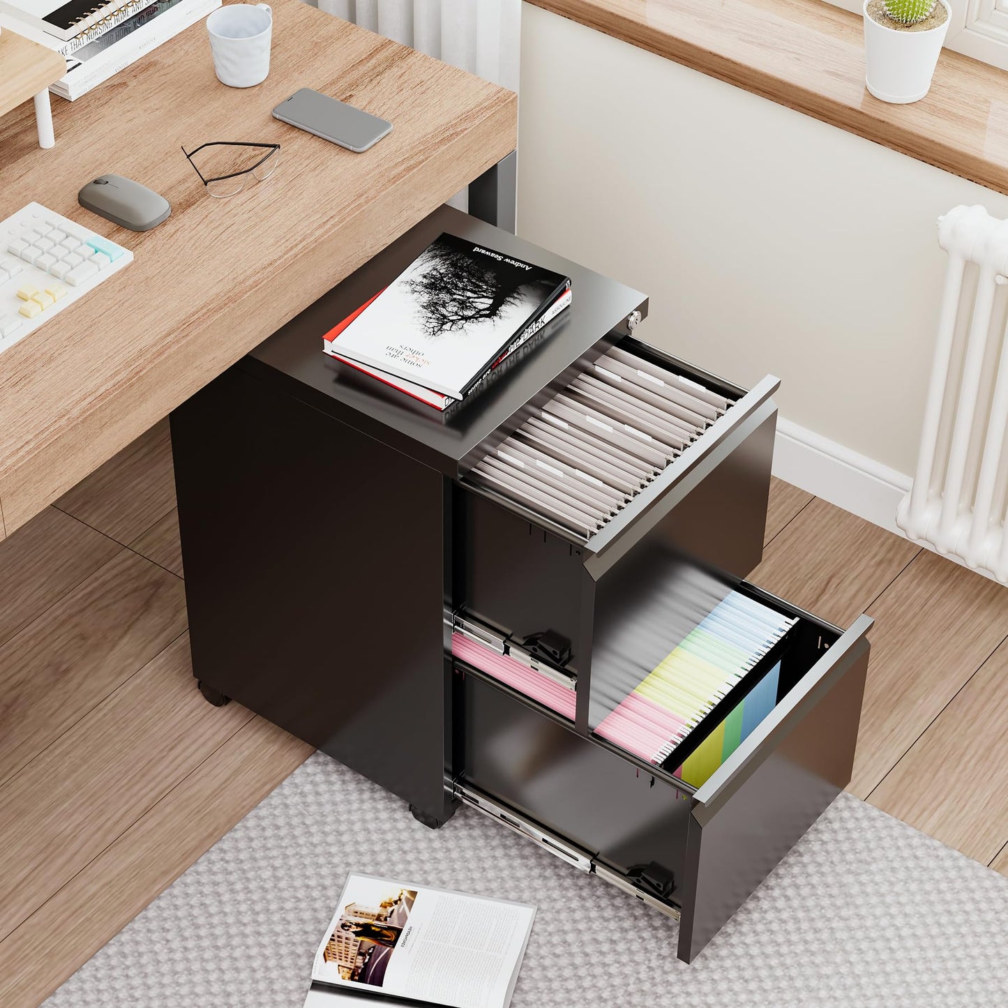 2-Drawer Vertical Locking File Cabinet, Steel, Letter Size