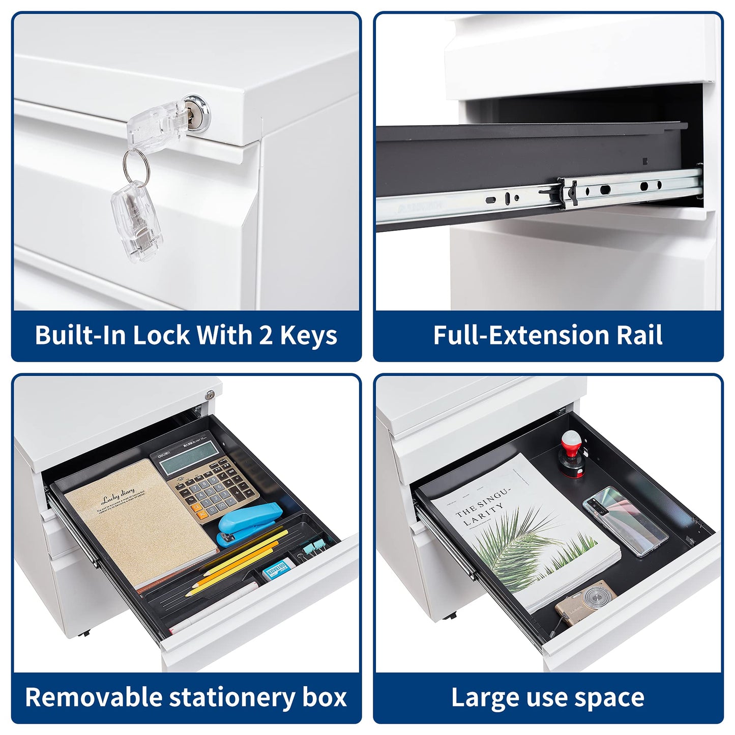 2-Drawer Vertical Locking File Cabinet, Steel, Letter Size