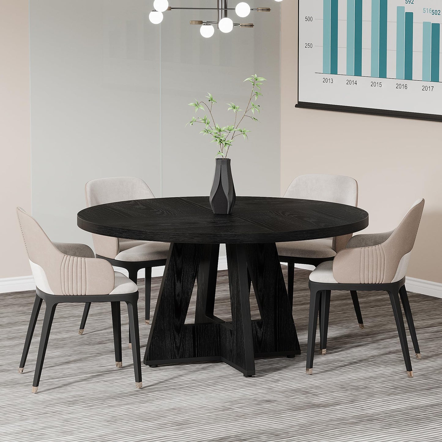 Tribesigns 47-Inch Round Conference Table  Wooden Meeting Room Table