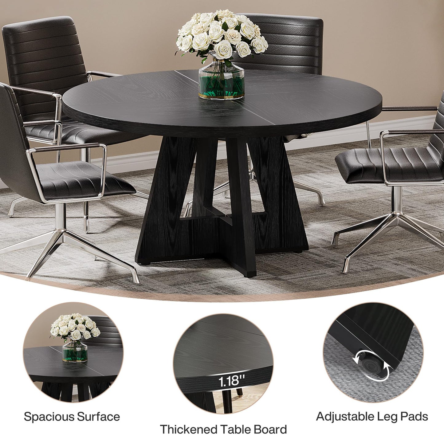 Tribesigns 47-Inch Round Conference Table  Wooden Meeting Room Table