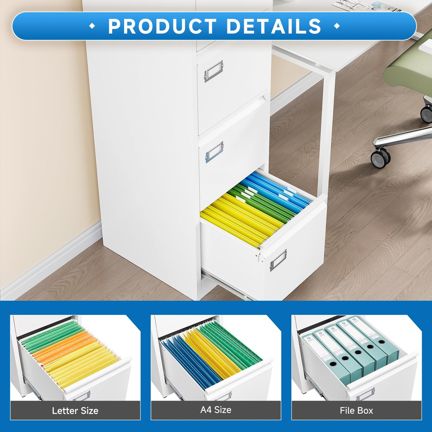 2-Drawer Vertical Locking File Cabinet, Steel, Letter Size