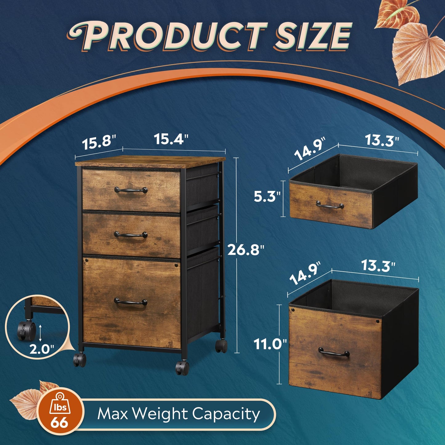 DEVAISE Mobile File Cabinet, Rolling Printer Stand with 3 Drawers