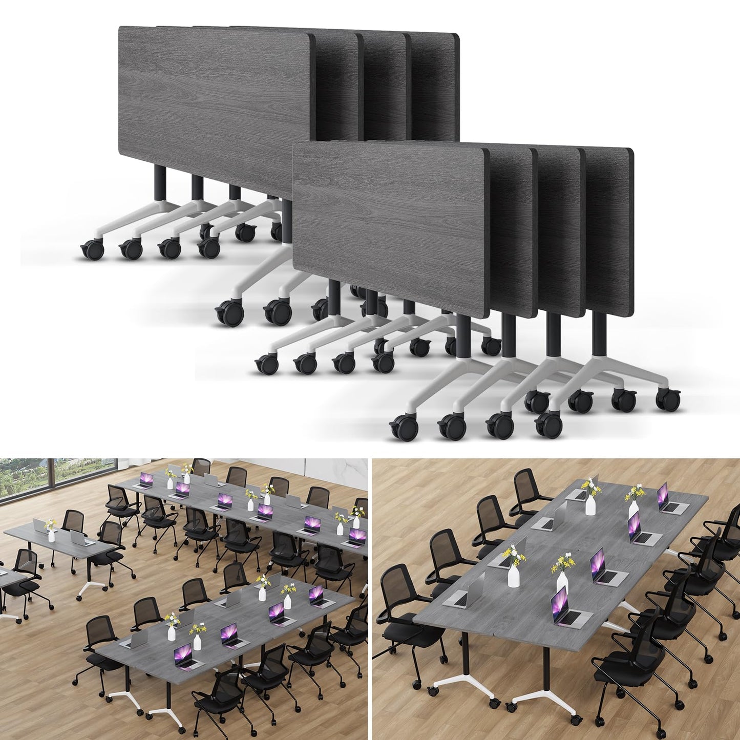 Folding Conference Table Modern Large Mobile Meeting
