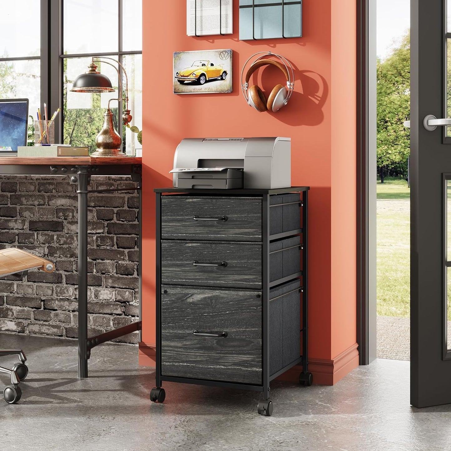 DEVAISE Mobile File Cabinet, Rolling Printer Stand with 3 Drawers