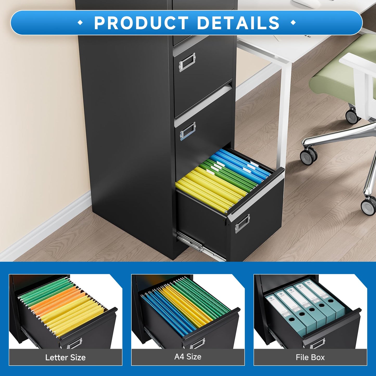 2-Drawer Vertical Locking File Cabinet, Steel, Letter Size