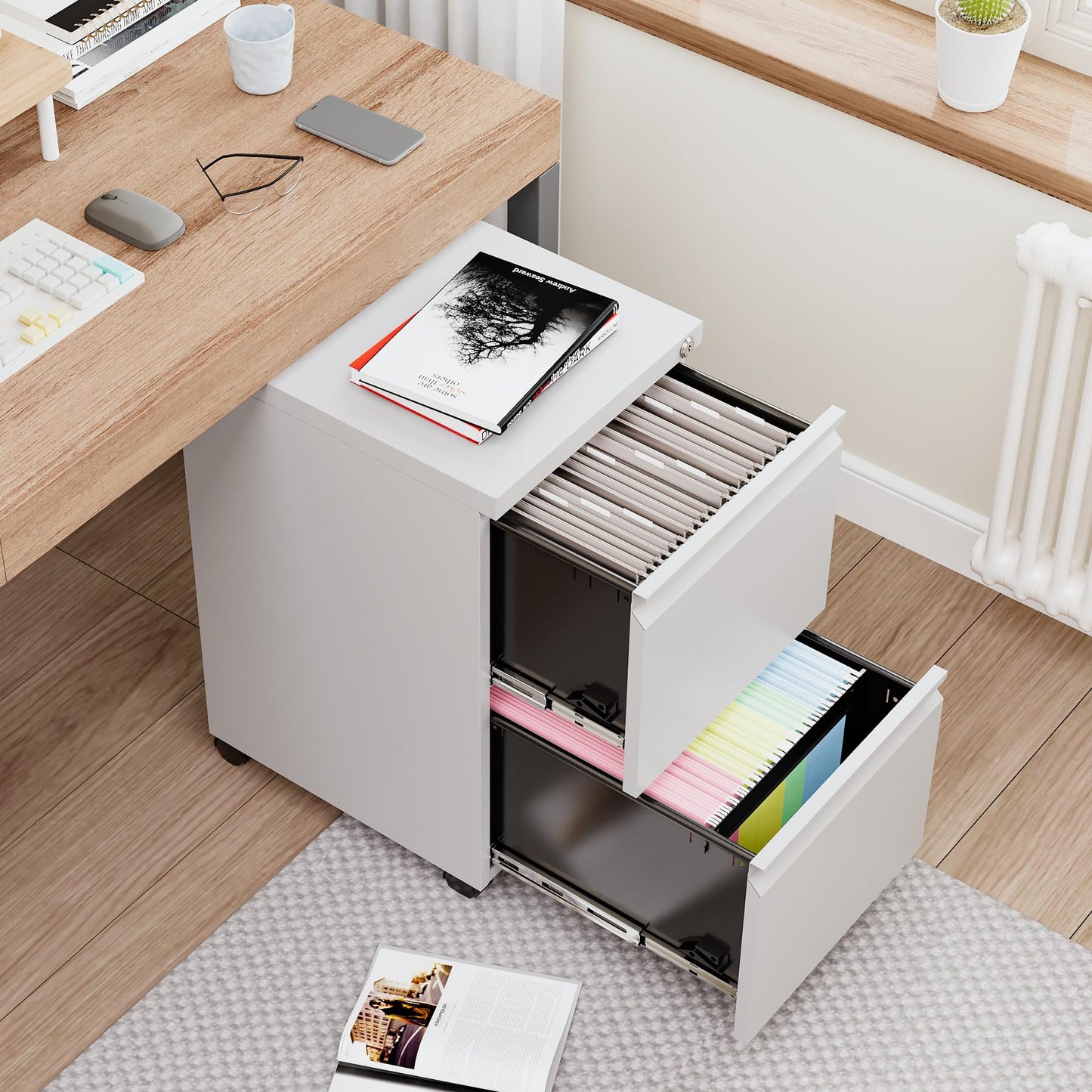 2-Drawer Vertical Locking File Cabinet, Steel, Letter Size