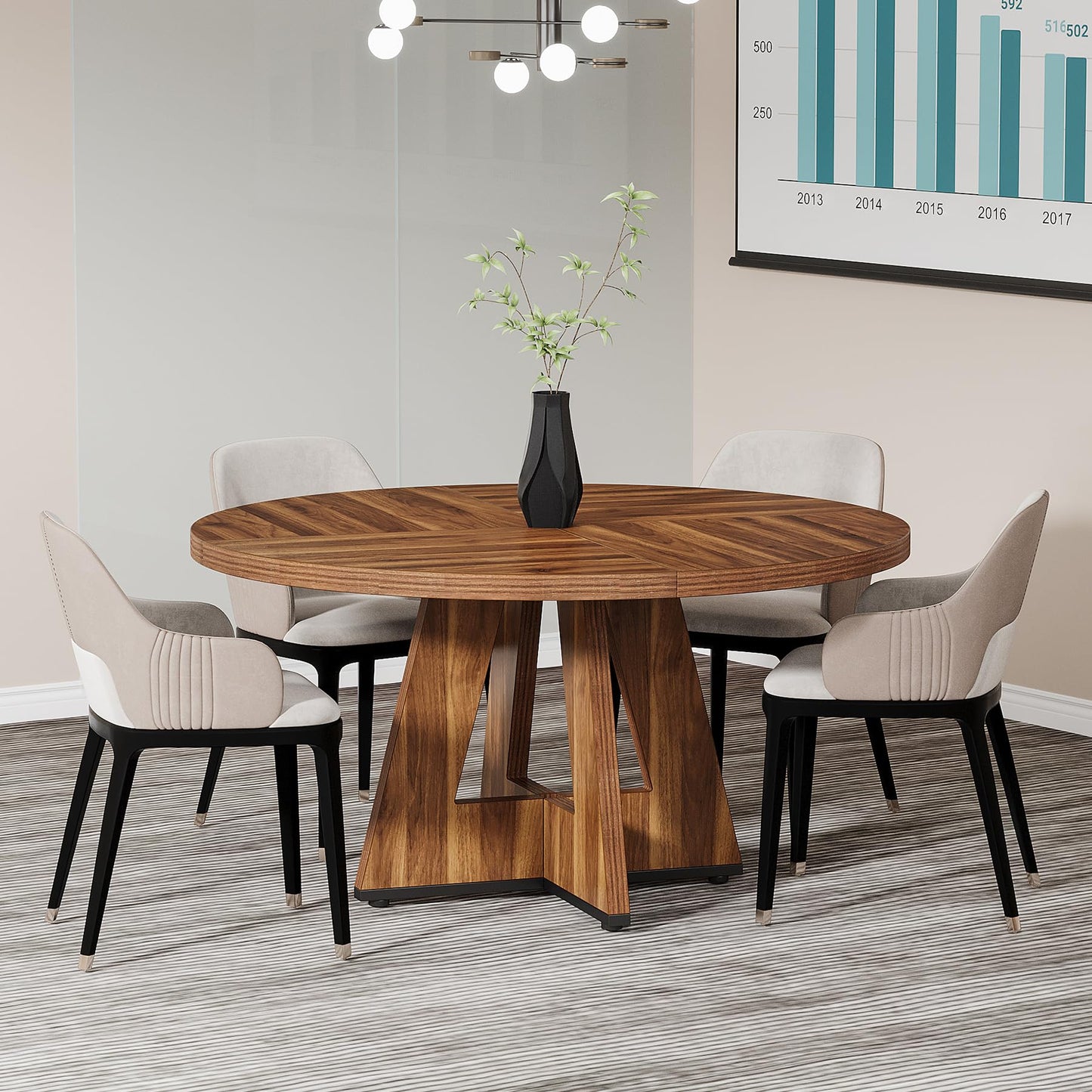 Tribesigns 47-Inch Round Conference Table  Wooden Meeting Room Table