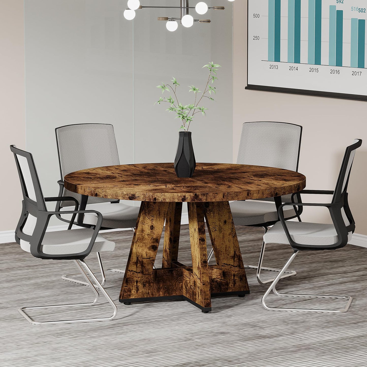 Tribesigns 47-Inch Round Conference Table  Wooden Meeting Room Table